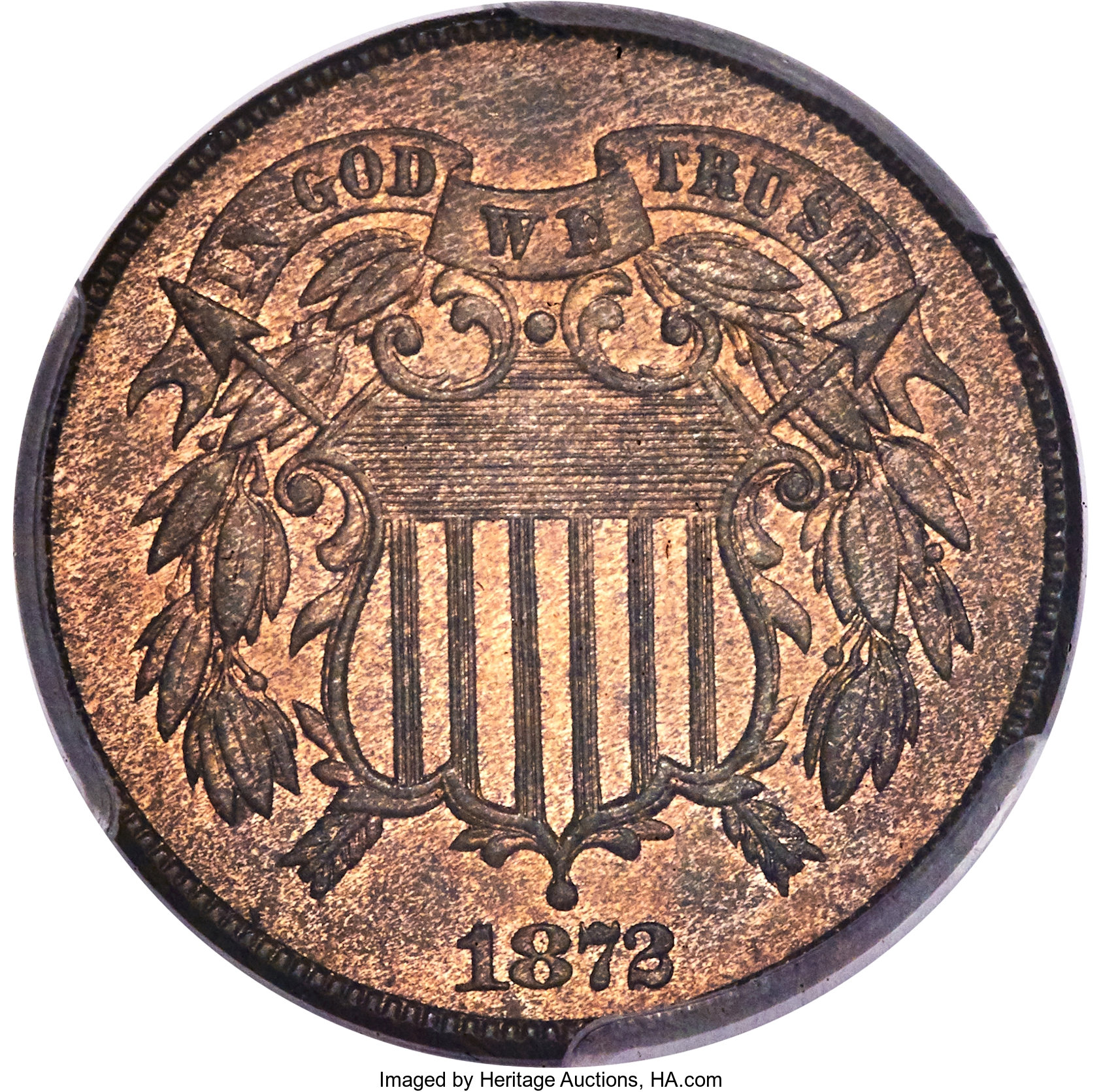 image for: 1872 2C MS65+ Red and Brown PCGS. CAC....