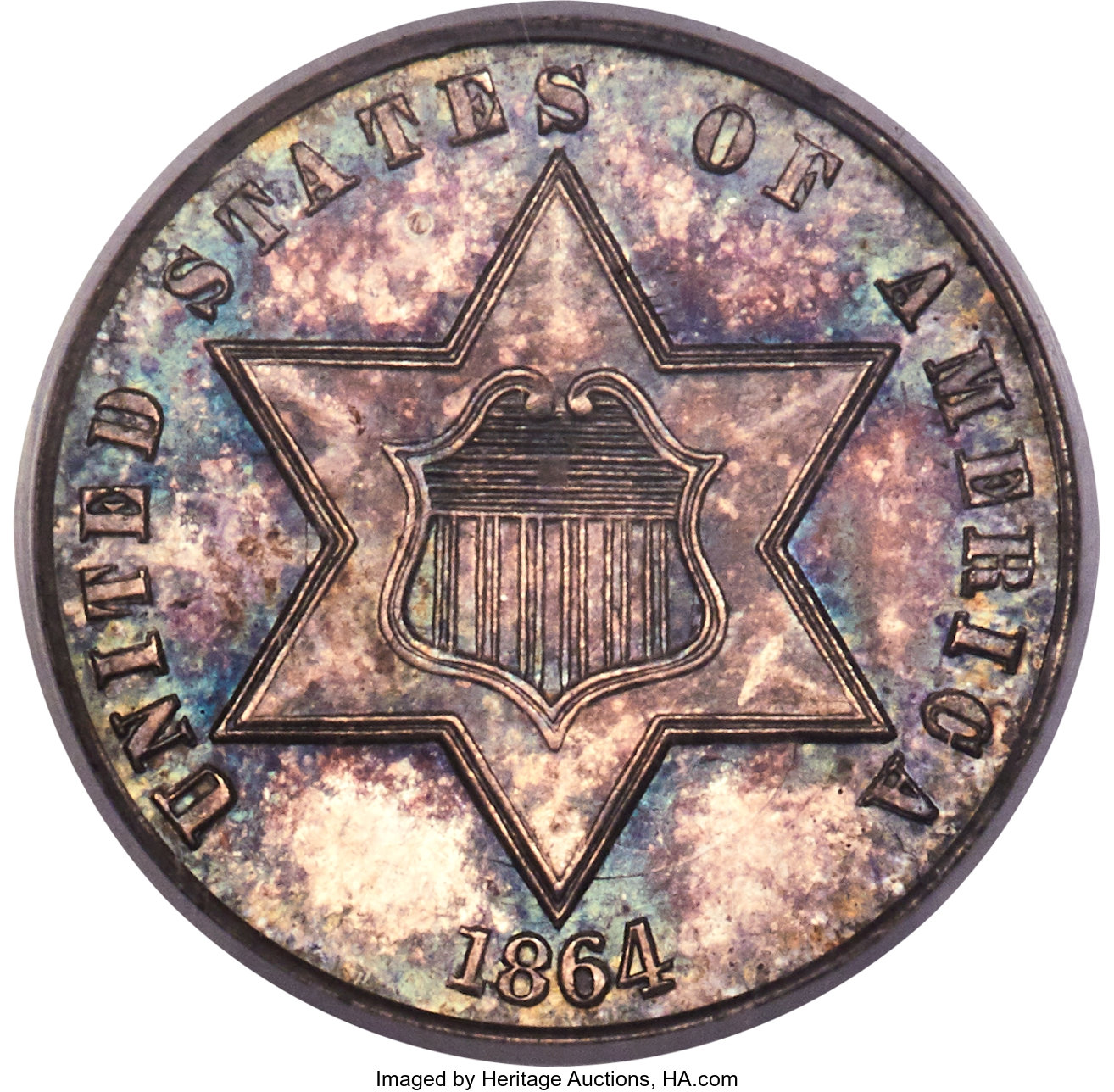 image for: 1864 3CS MS65 PCGS. CAC....
