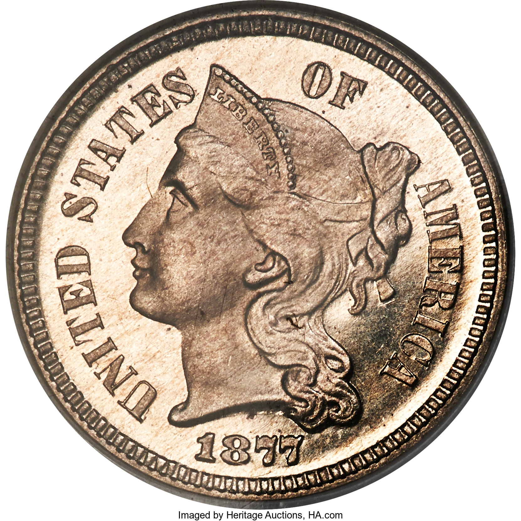 image for: 1877 3CN PR66 Cameo NGC....