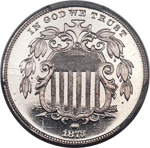 image for: 1873 5C Closed 3 PR67 Cameo PCGS....
