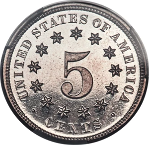 image for: 1873 5C Closed 3 PR67 Cameo PCGS....
