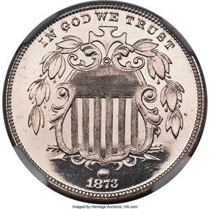 image for: 1873 5C Closed 3 PR67★ Cameo NGC. CAC....