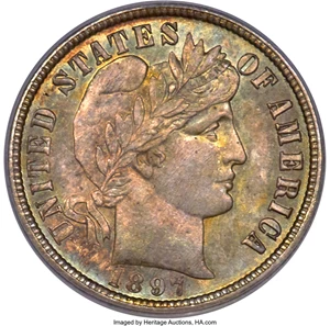 image for: 1897-O 10C MS65 PCGS....