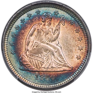 image for: 1840-O 25C Drapery MS63 PCGS. Briggs 2-C, Small O Mintmark, R.6....