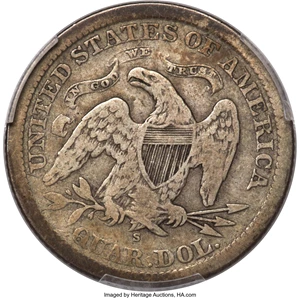 image for: 1872-S 25C Fine 15 PCGS....