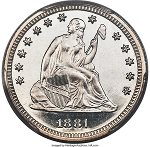 image for: 1881 25C PR66+ Cameo PCGS. CAC. Briggs 2-B, Flynn-RPD-001....