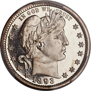 image for: 1893 25C PR66 Cameo PCGS. CAC....