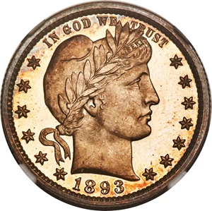 image for: 1893 25C PR67+ Cameo NGC....