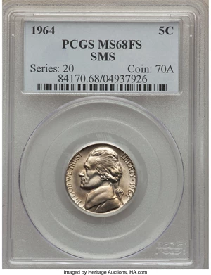 image for: 1964 5C SMS MS68 Full Steps PCGS....