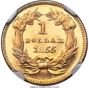 image for: 1855 G$1 PR66 Ultra Cameo NGC. JD-1, R.7....