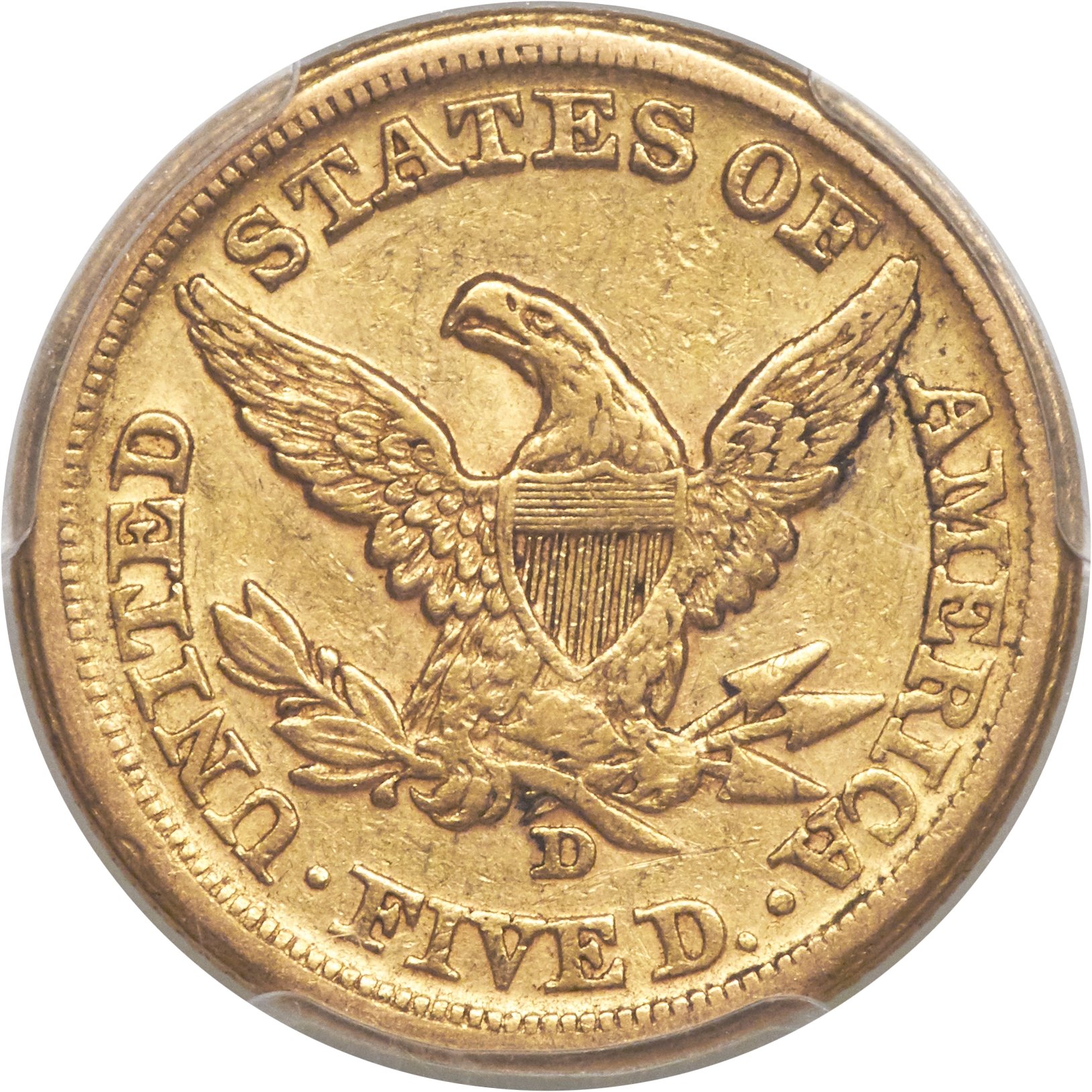 image for: 1861-D $5 XF45 PCGS. CAC. Variety 46-JJ....