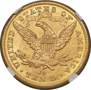image for: 1880-CC $10 MS60 NGC. Variety 1-A....