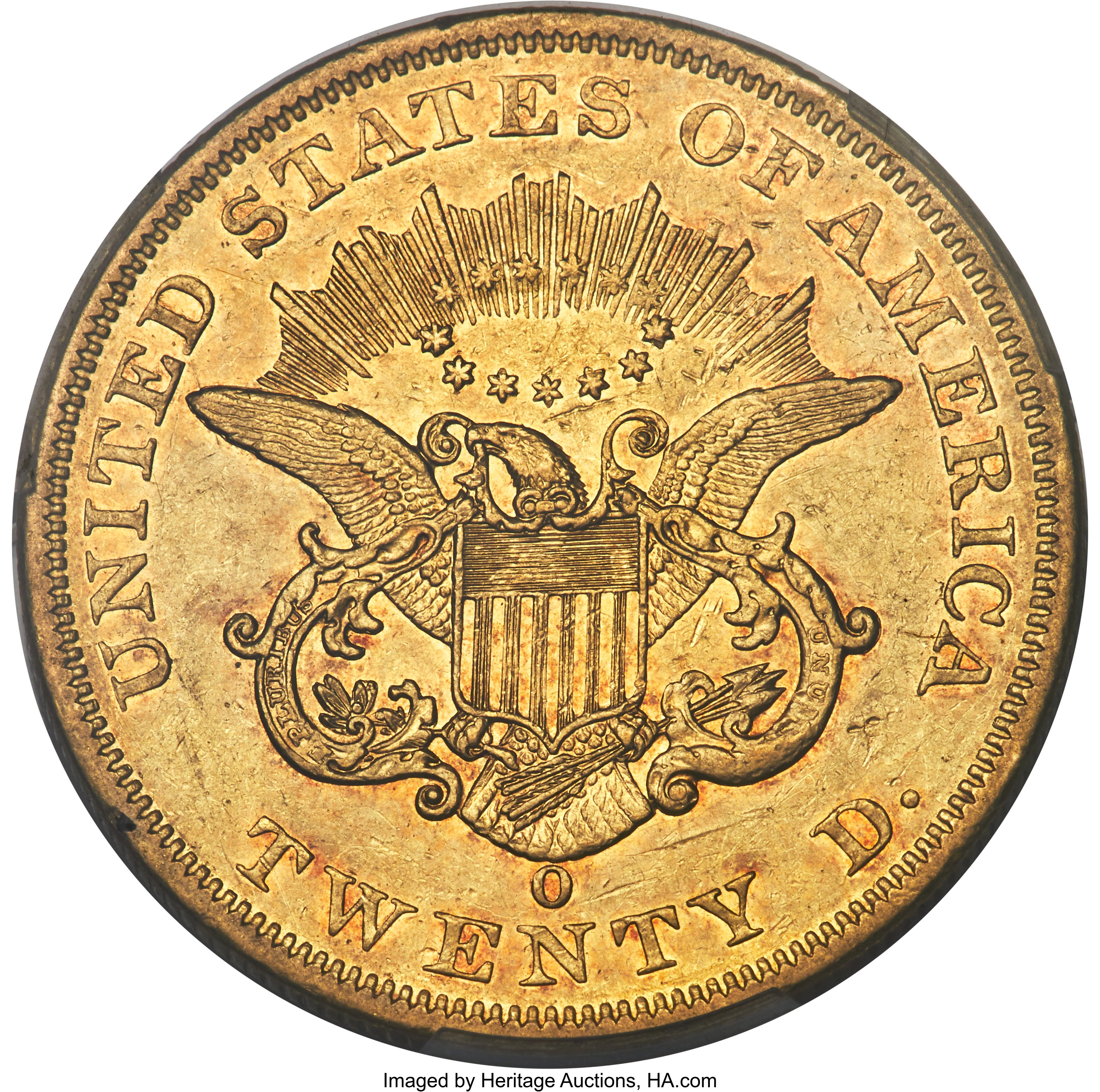 image for: 1861-O $20 AU53 PCGS. Variety 1. ...