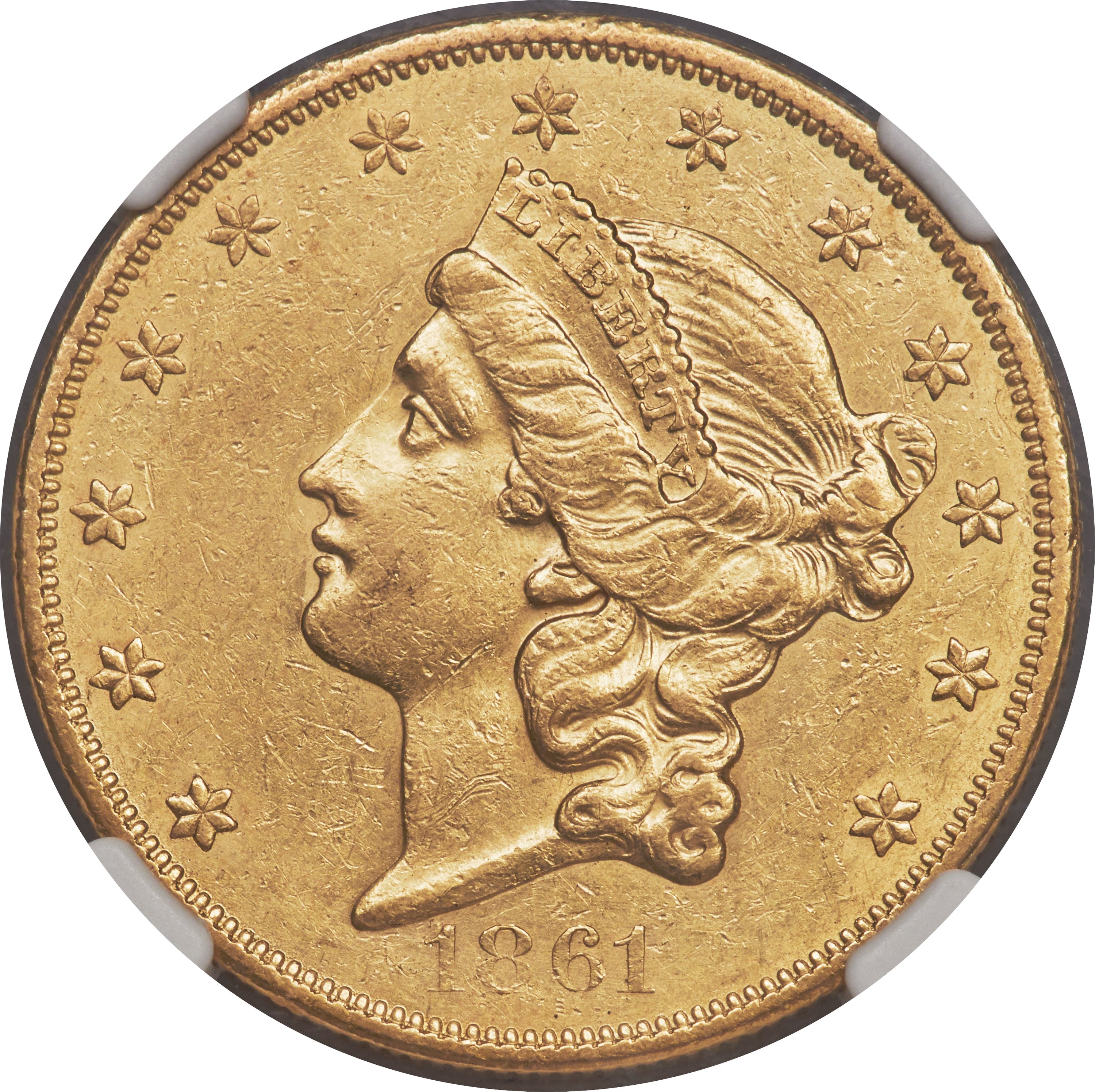 image for: 1861-O $20 AU55 NGC. Variety 1....