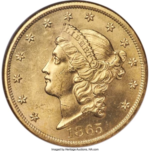 image for: 1865 $20 MS63 NGC....