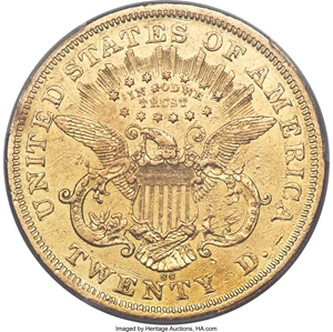 image for: 1870-CC $20 VF30 PCGS. Variety 2-B....