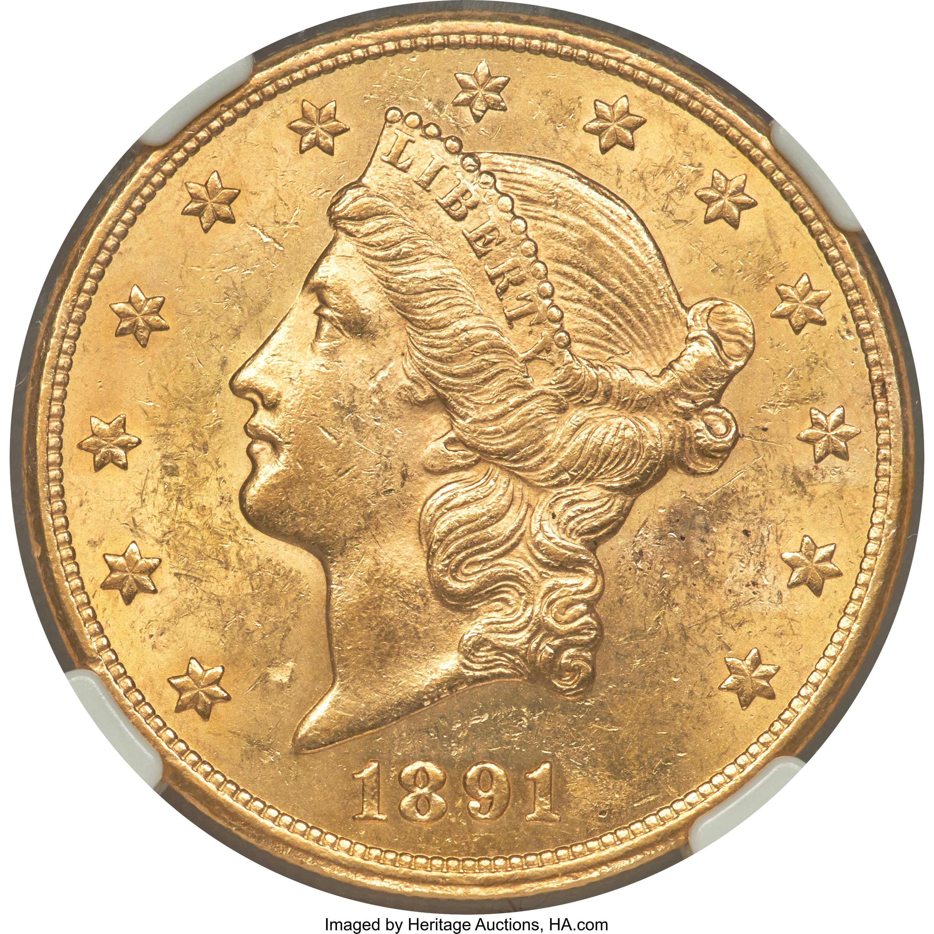 image for: 1891-CC $20 MS61 NGC. Variety 1-A....