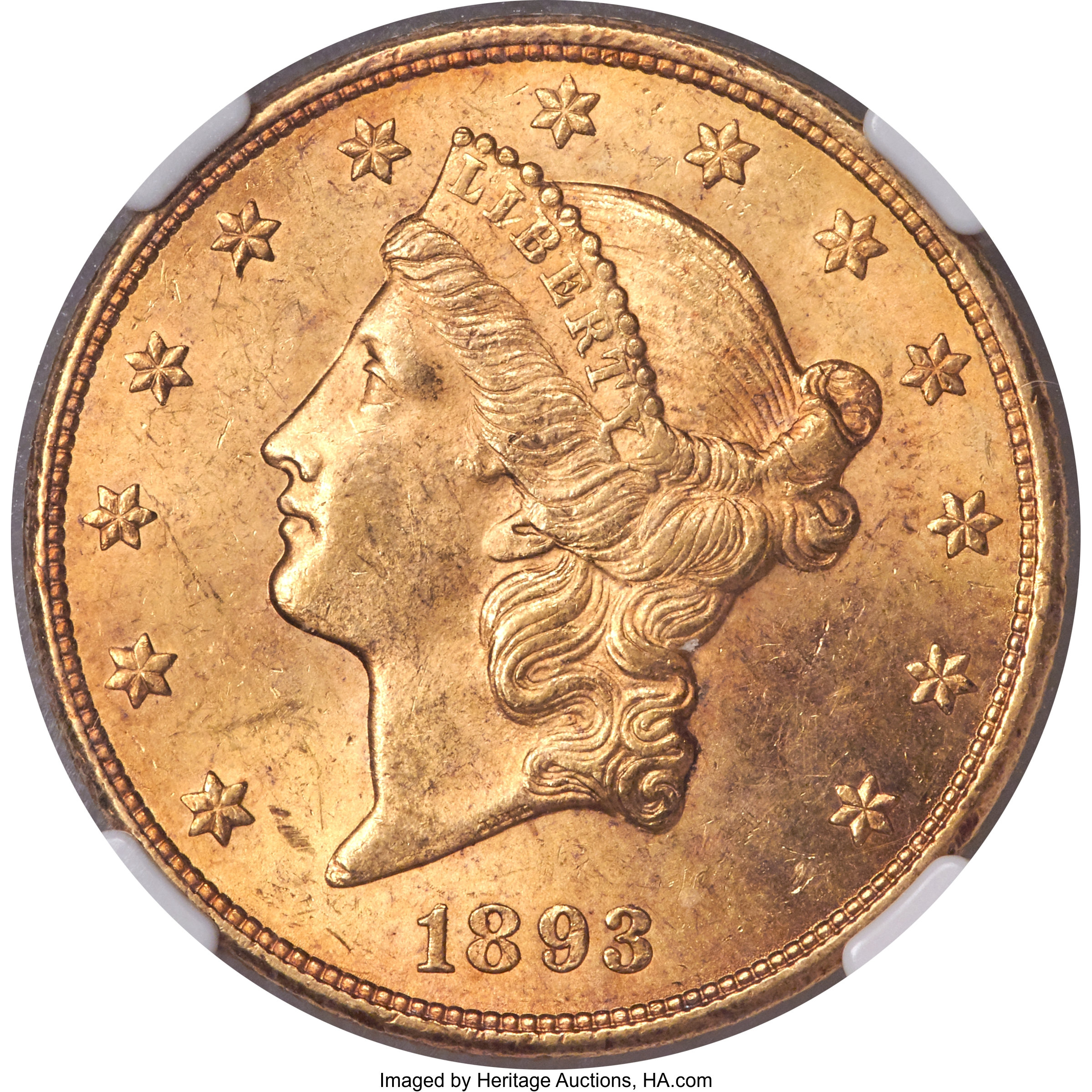 image for: 1893-CC $20 MS62 NGC. Variety 2-A....