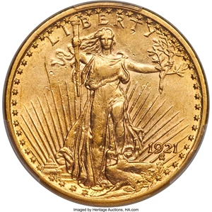image for: 1921 $20 AU50 PCGS....