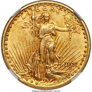 image for: 1921 $20 AU55 NGC....