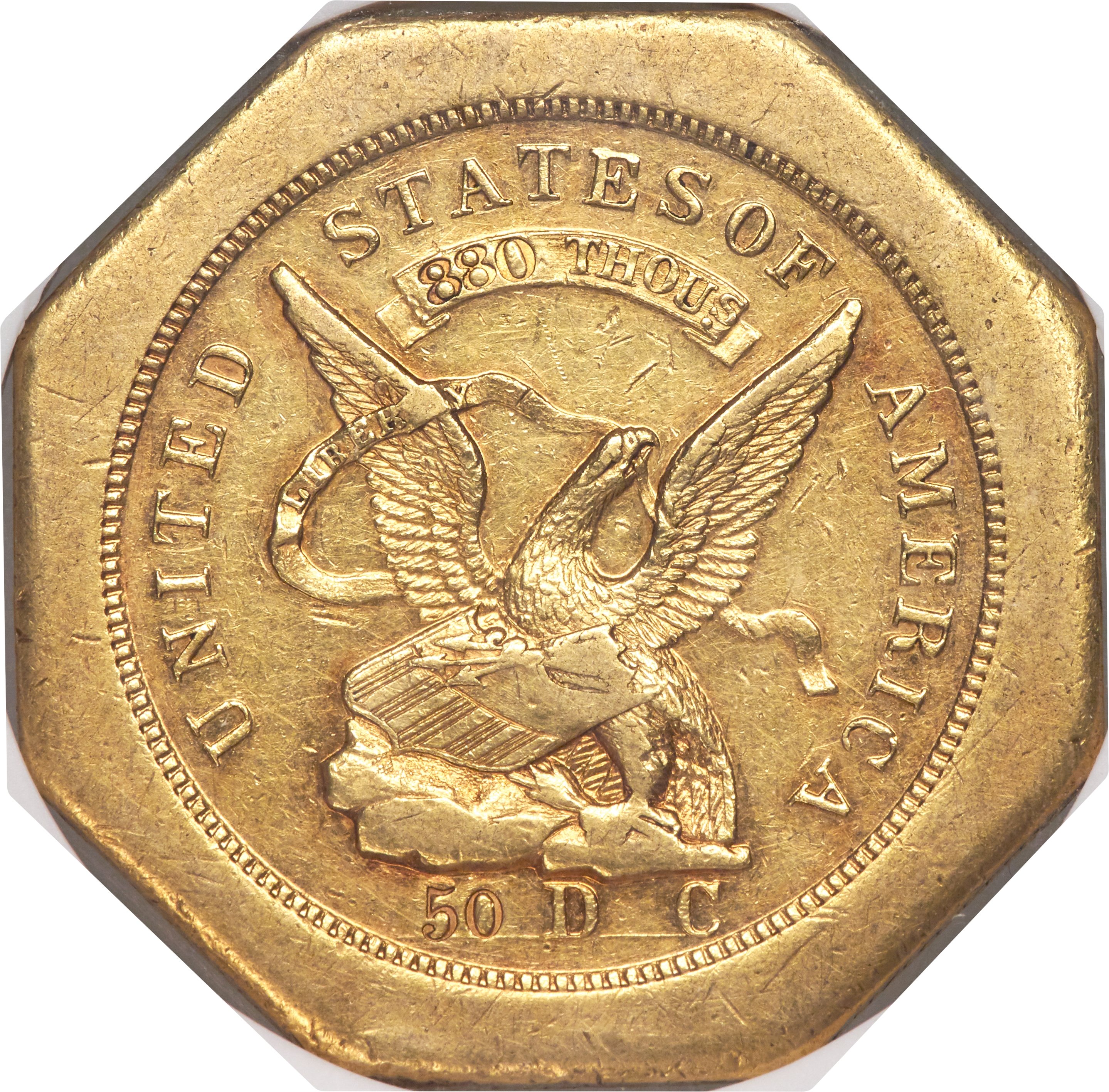 image for: 1851 $50 LE Humbert Fifty Dollar, Lettered Edge, 880 Thous. AU58+ NGC. K-2, R.5....