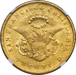 image for: 1854 $20 Kellogg & Co. Twenty Dollar AU58 NGC. K-1b, R.5....