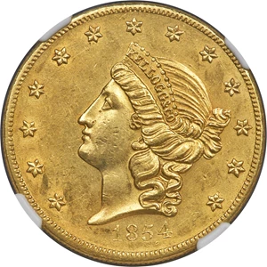 image for: 1854 $20 Kellogg & Co. MS60 NGC. K-1a, R.4....
