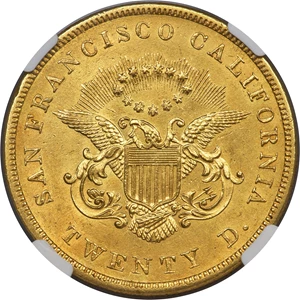 image for: 1854 $20 Kellogg & Co. MS60 NGC. K-1a, R.4....
