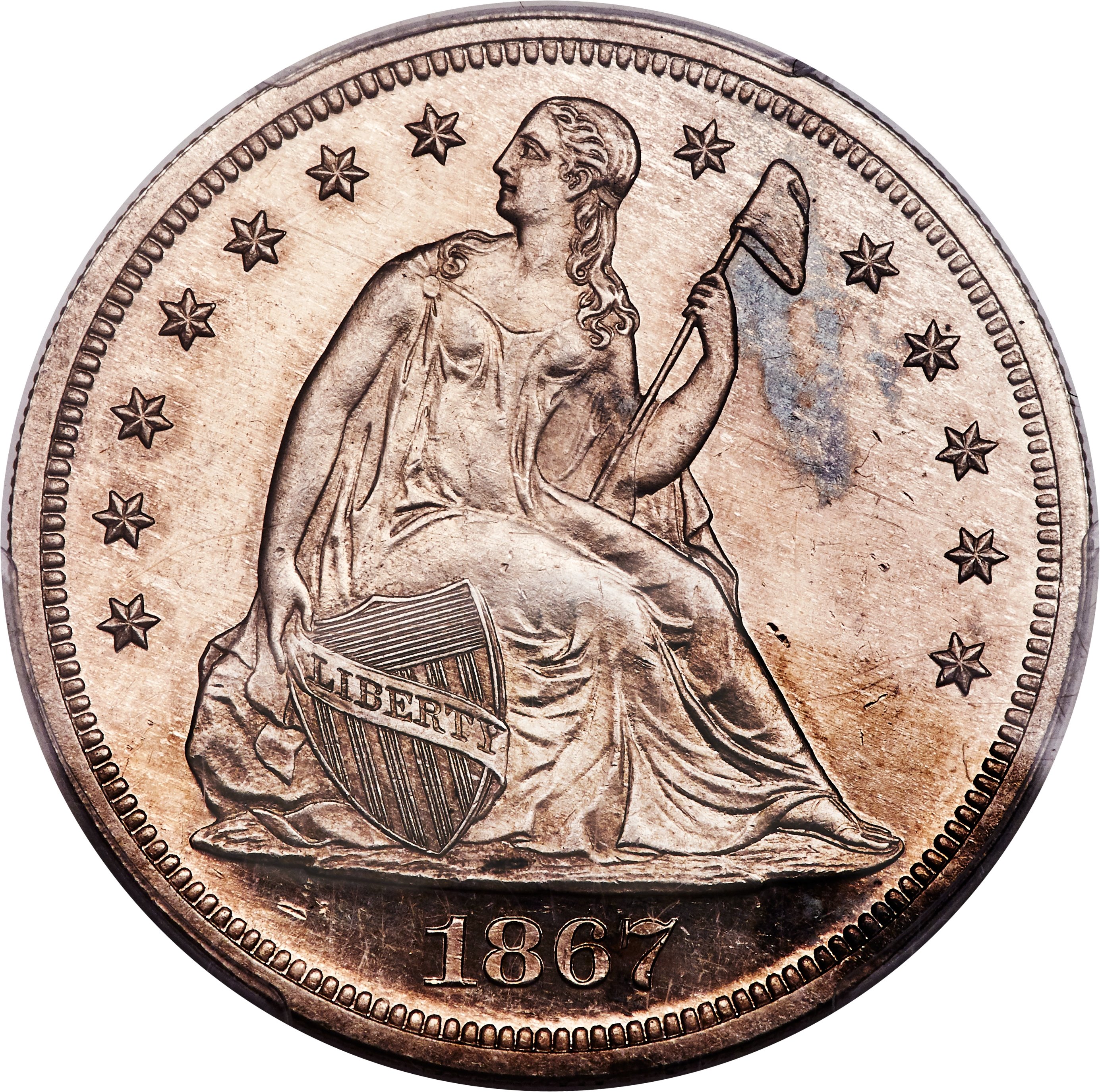 image for: 1867 $1 PR63 Cameo PCGS. OC-P1, R.3....