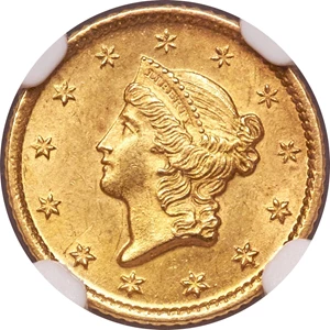 image for: 1849-O G$1 Open Wreath MS65 NGC. Variety 1....
