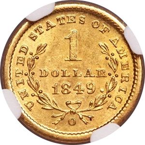 image for: 1849-O G$1 Open Wreath MS65 NGC. Variety 1....