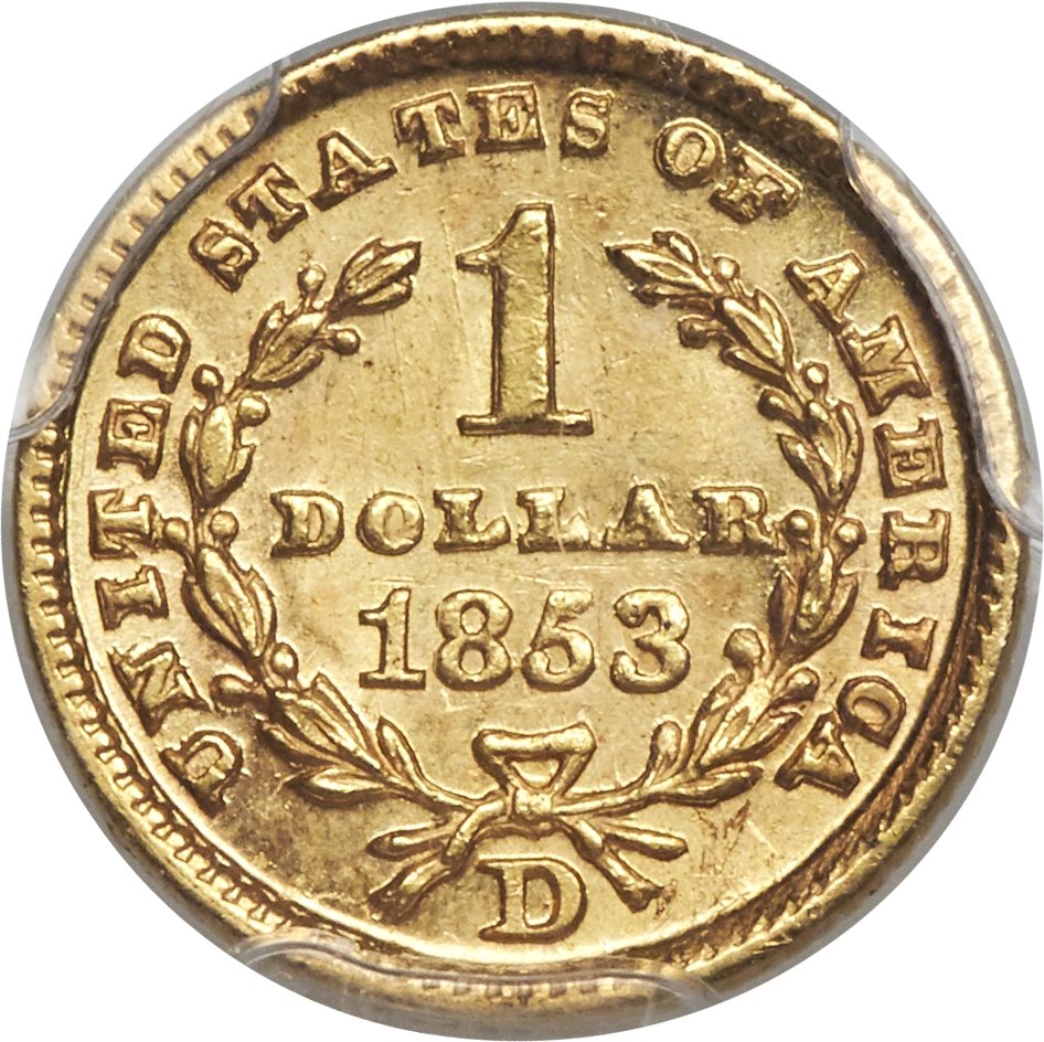 image for: 1853-D G$1 MS62 PCGS. Variety 5-G....