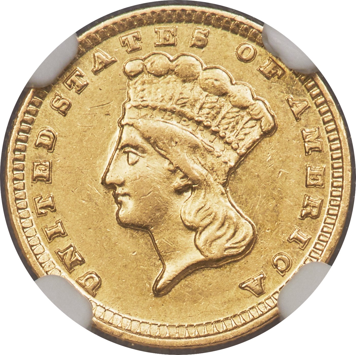 image for: 1857-D G$1 AU53 NGC. Variety 9-L....