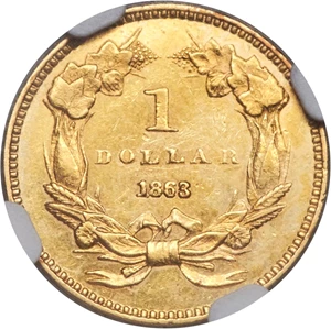 image for: 1863 G$1 MS60 NGC....