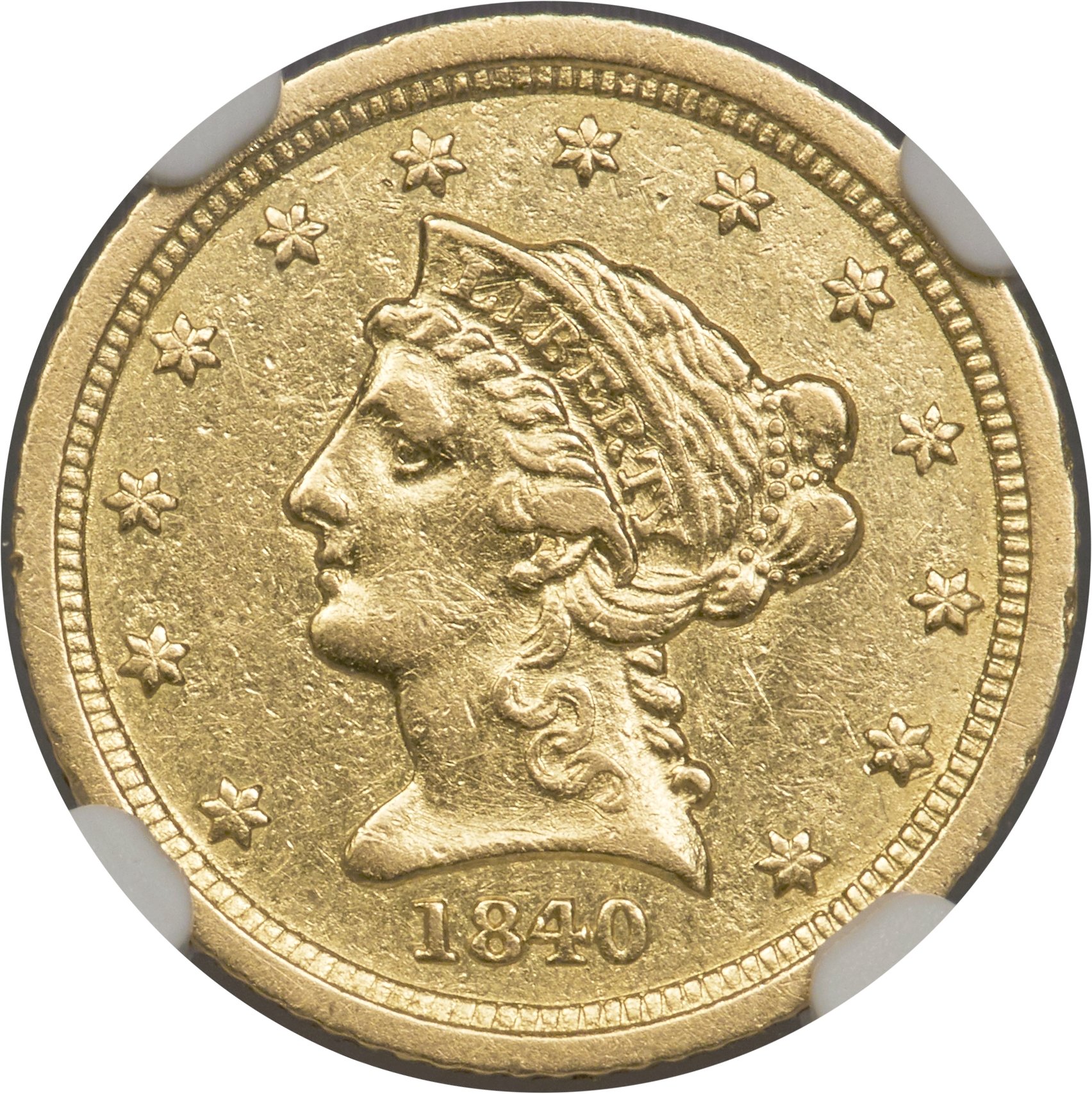 image for: 1840-C $2 1/2 AU55 NGC. Variety 1....