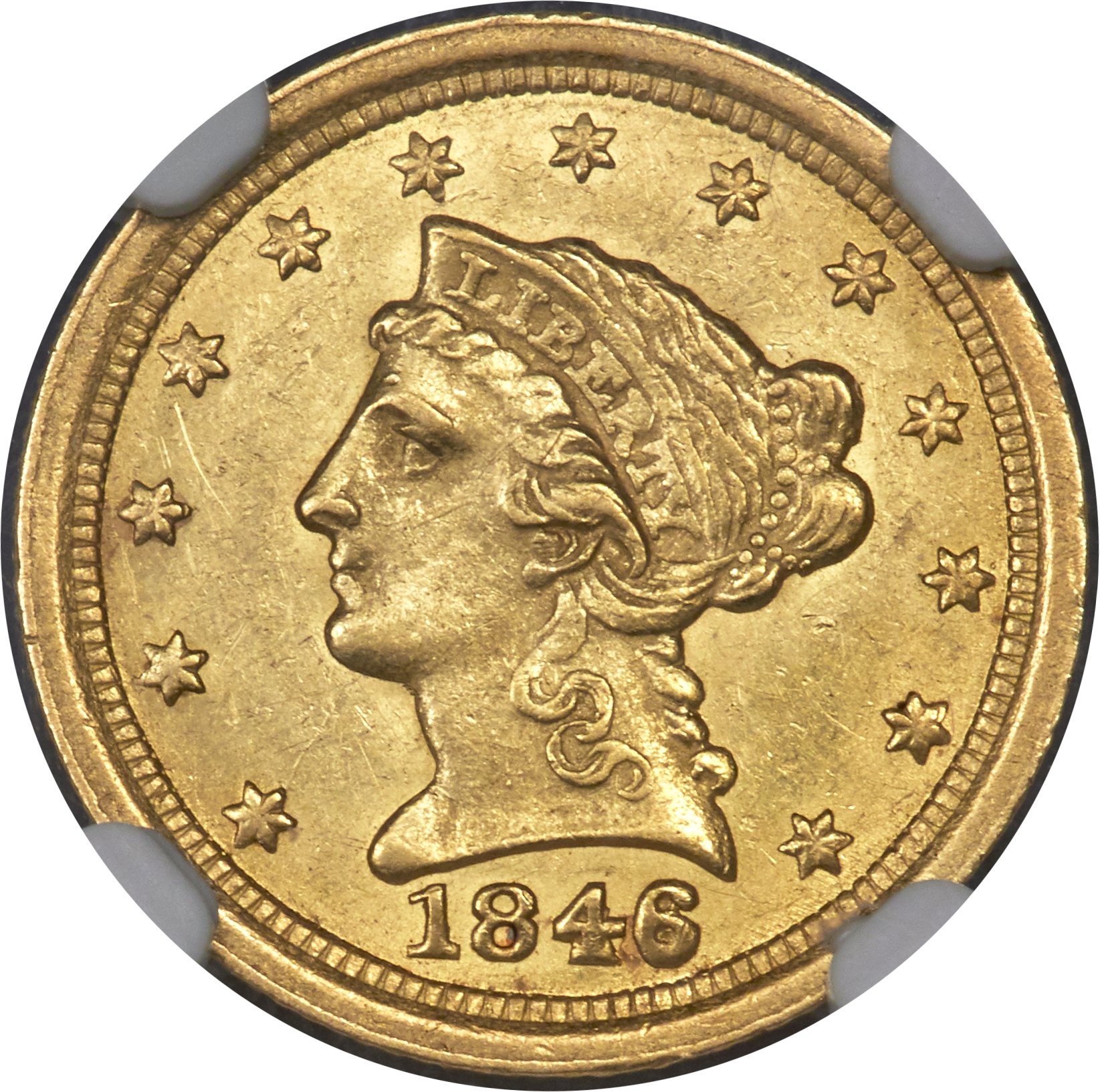 image for: 1846-O $2 1/2 MS61 NGC. Variety 1. ...