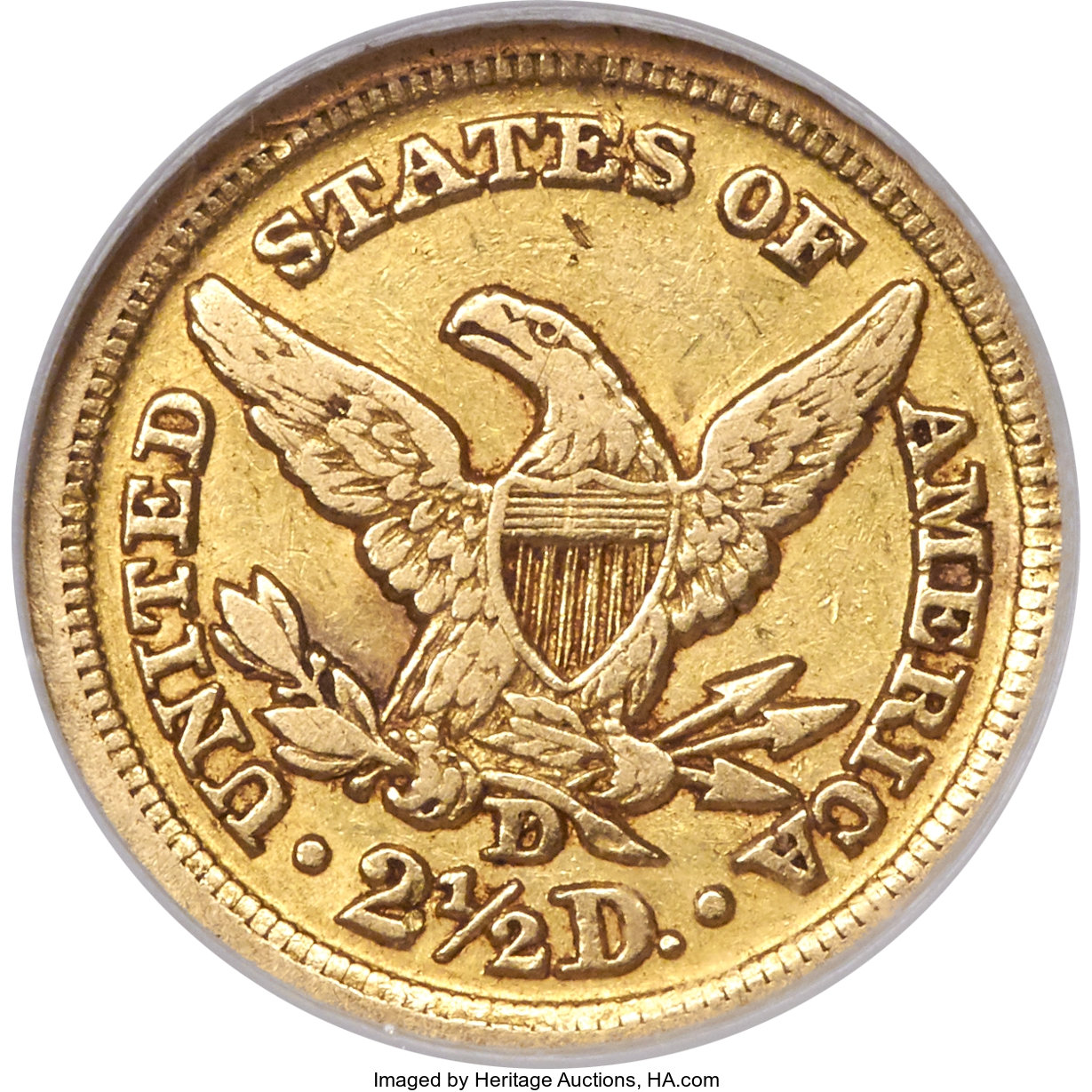 image for: 1848-D $2 1/2 AU53 NGC. Variety 10-N....