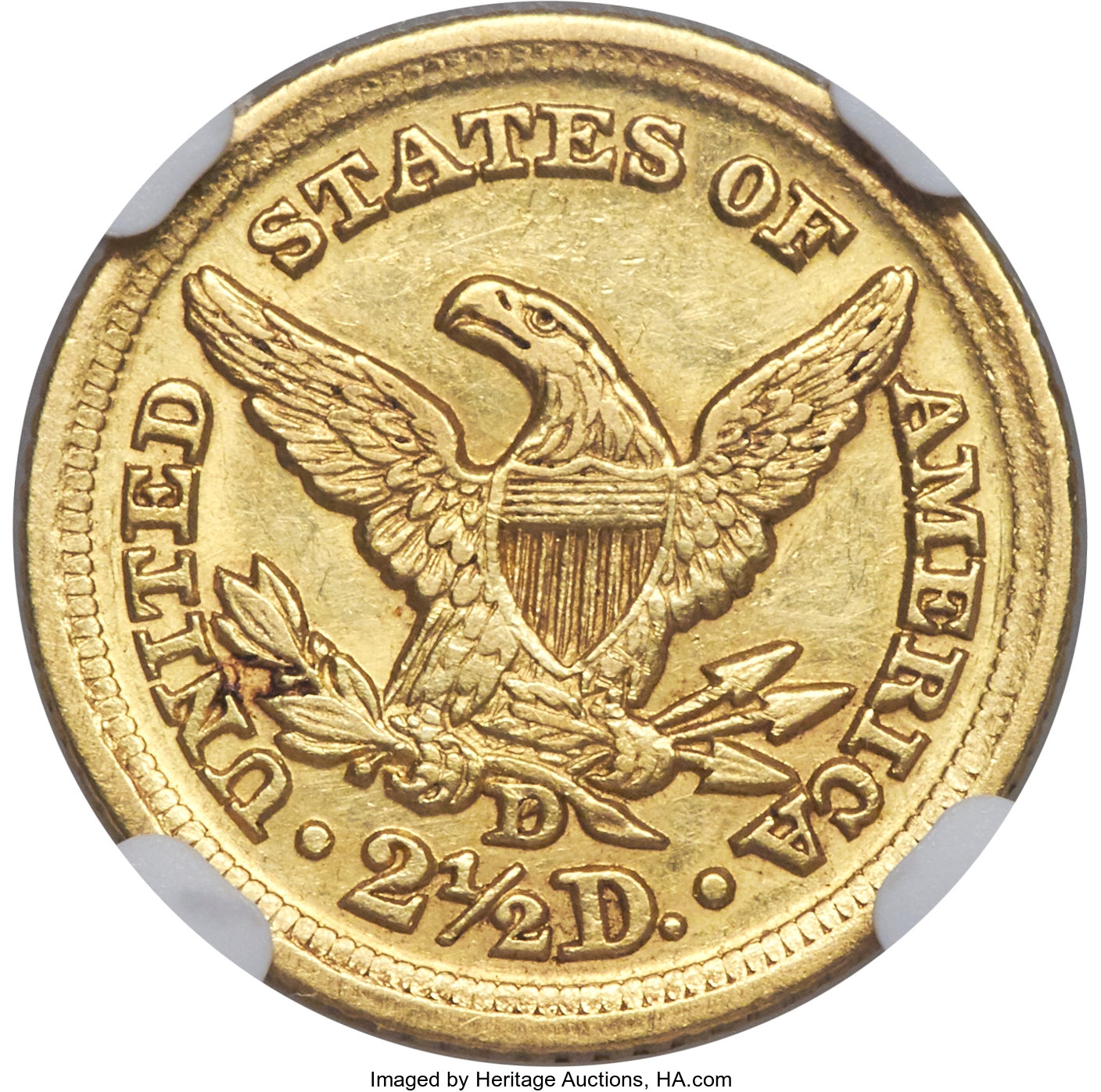 image for: 1848-D $2 1/2 AU58 NGC. Variety 10-N....