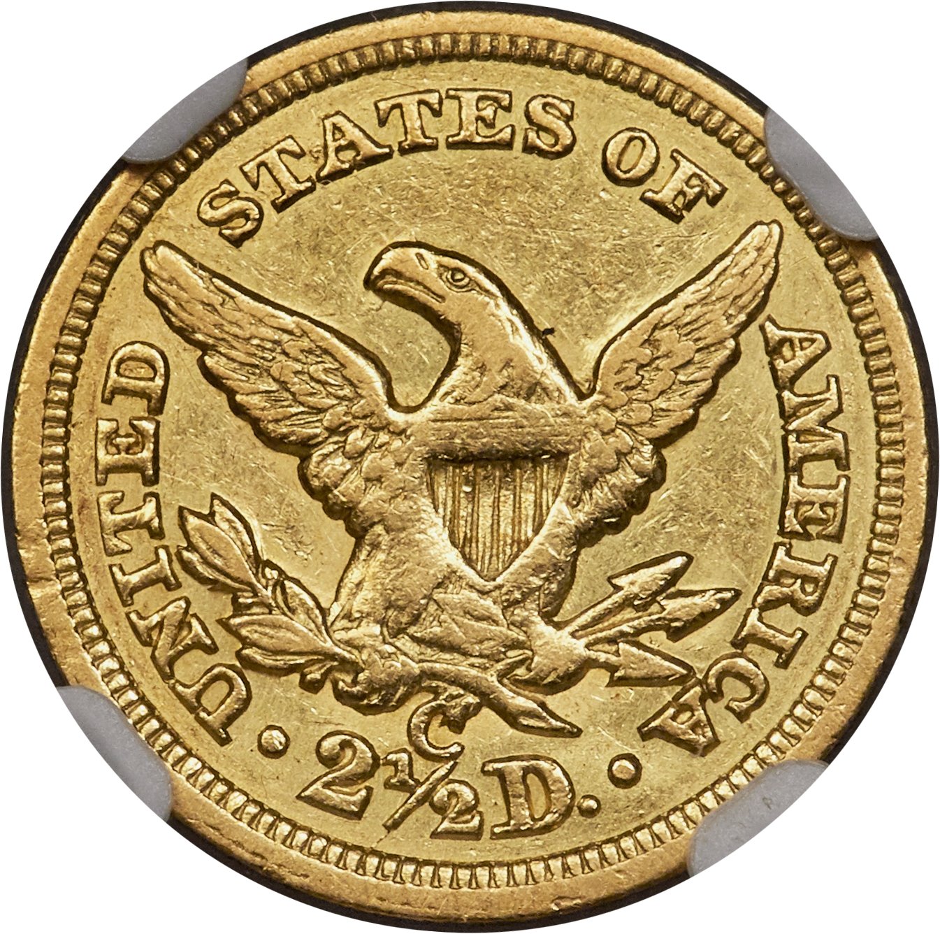 image for: 1854-C $2 1/2 AU50 NGC. Variety 1....