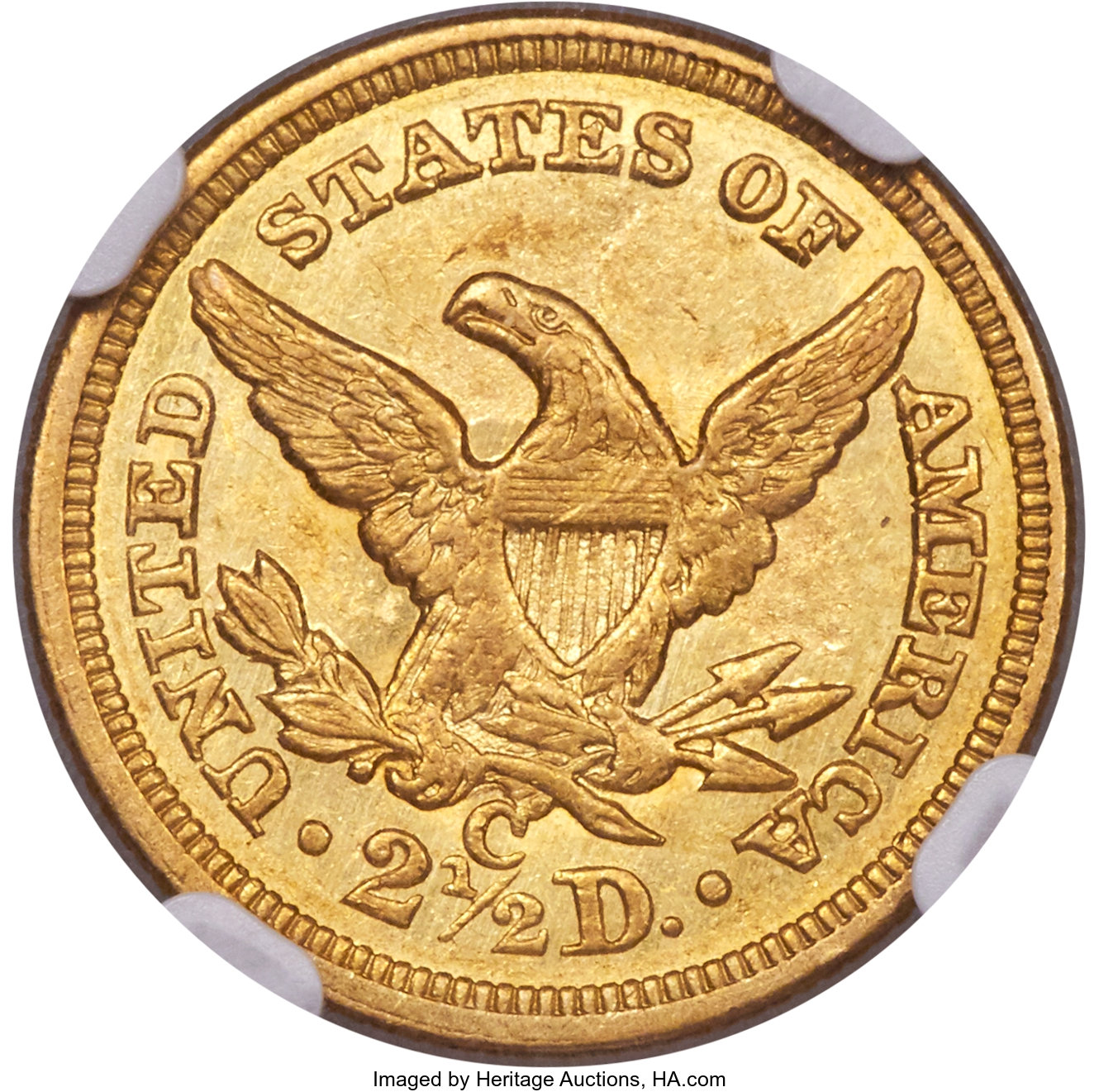 image for: 1858-C $2 1/2 AU55+ NGC. Variety 1....