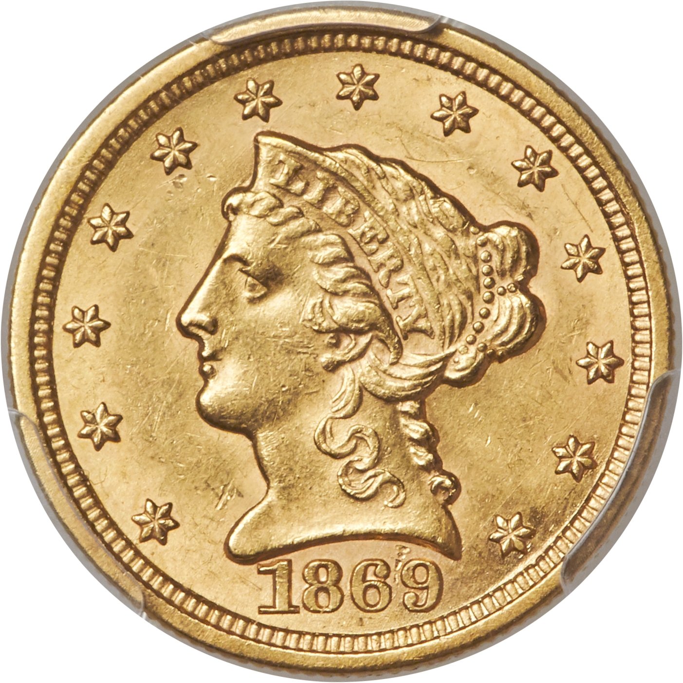 image for: 1869-S $2 1/2 MS61 PCGS....