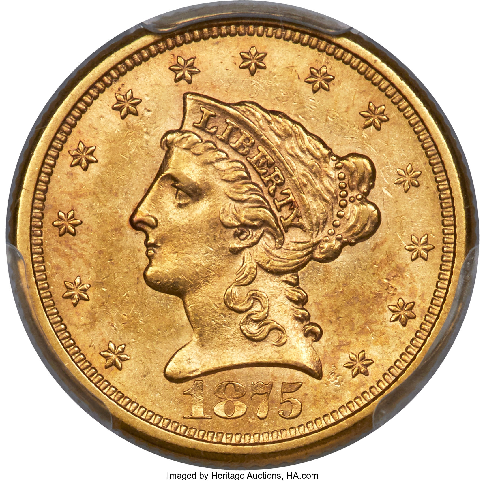 image for: 1875-S $2 1/2 MS61 PCGS....