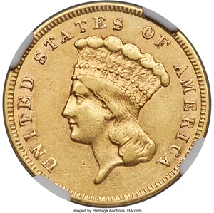 image for: 1860-S $3 AU50 NGC....
