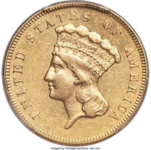 image for: 1864 $3 AU53 PCGS....