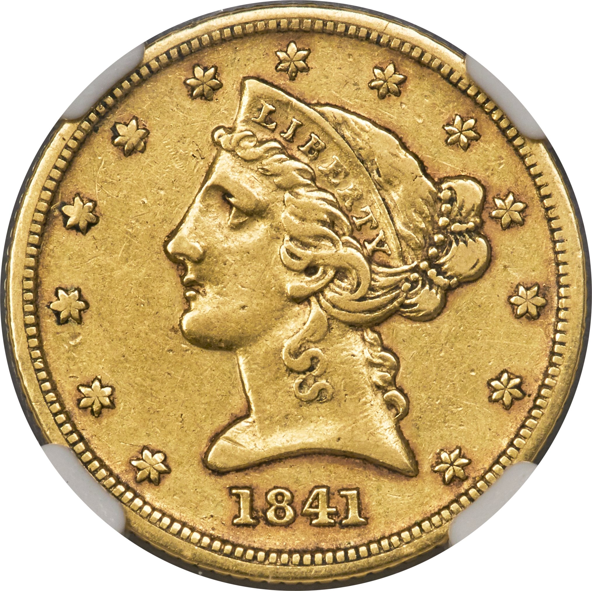 image for: 1841-D $5 Small D XF45 NGC. Variety 5-D....