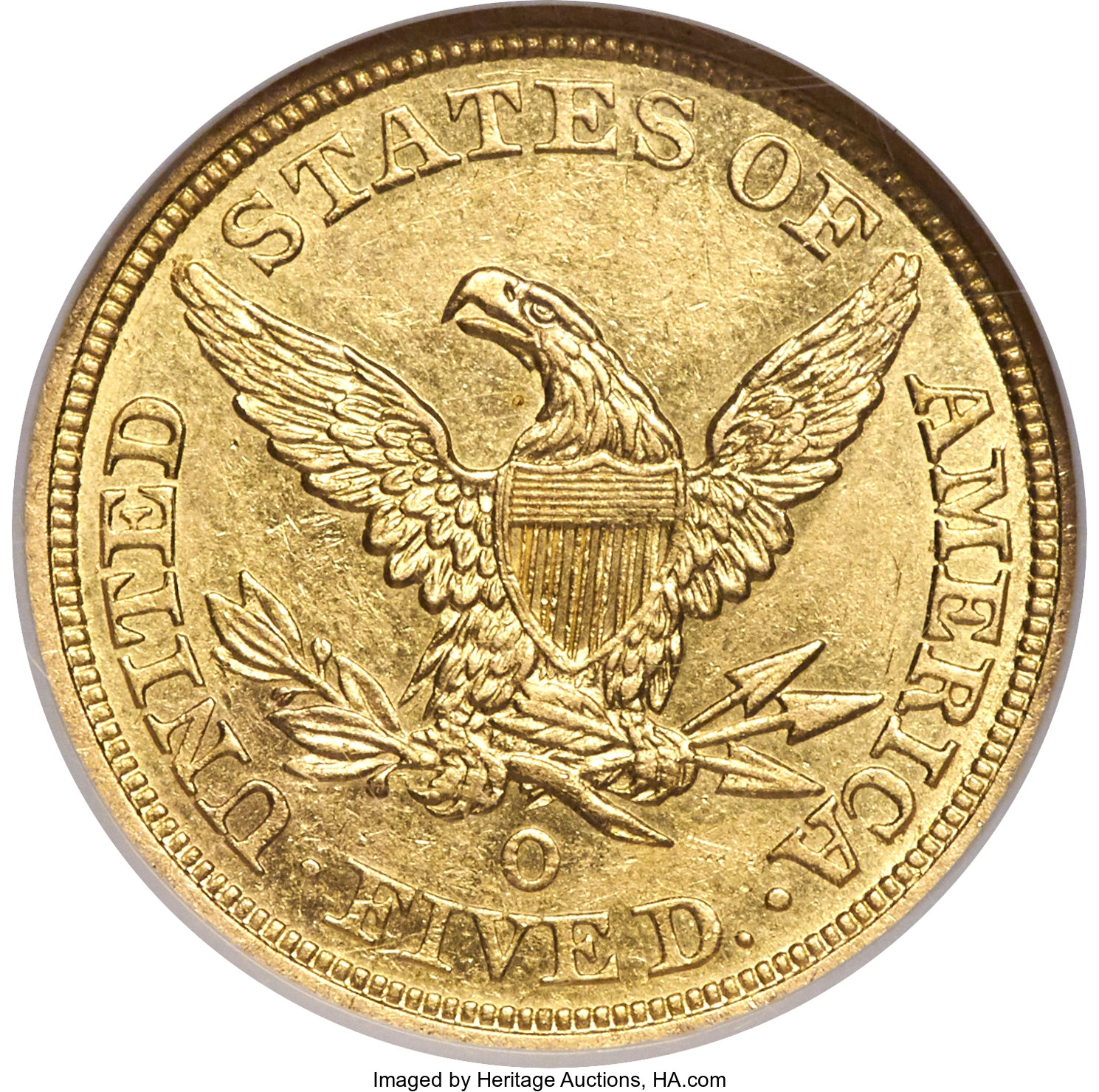 image for: 1845-O $5 AU58 NGC. Variety 1....