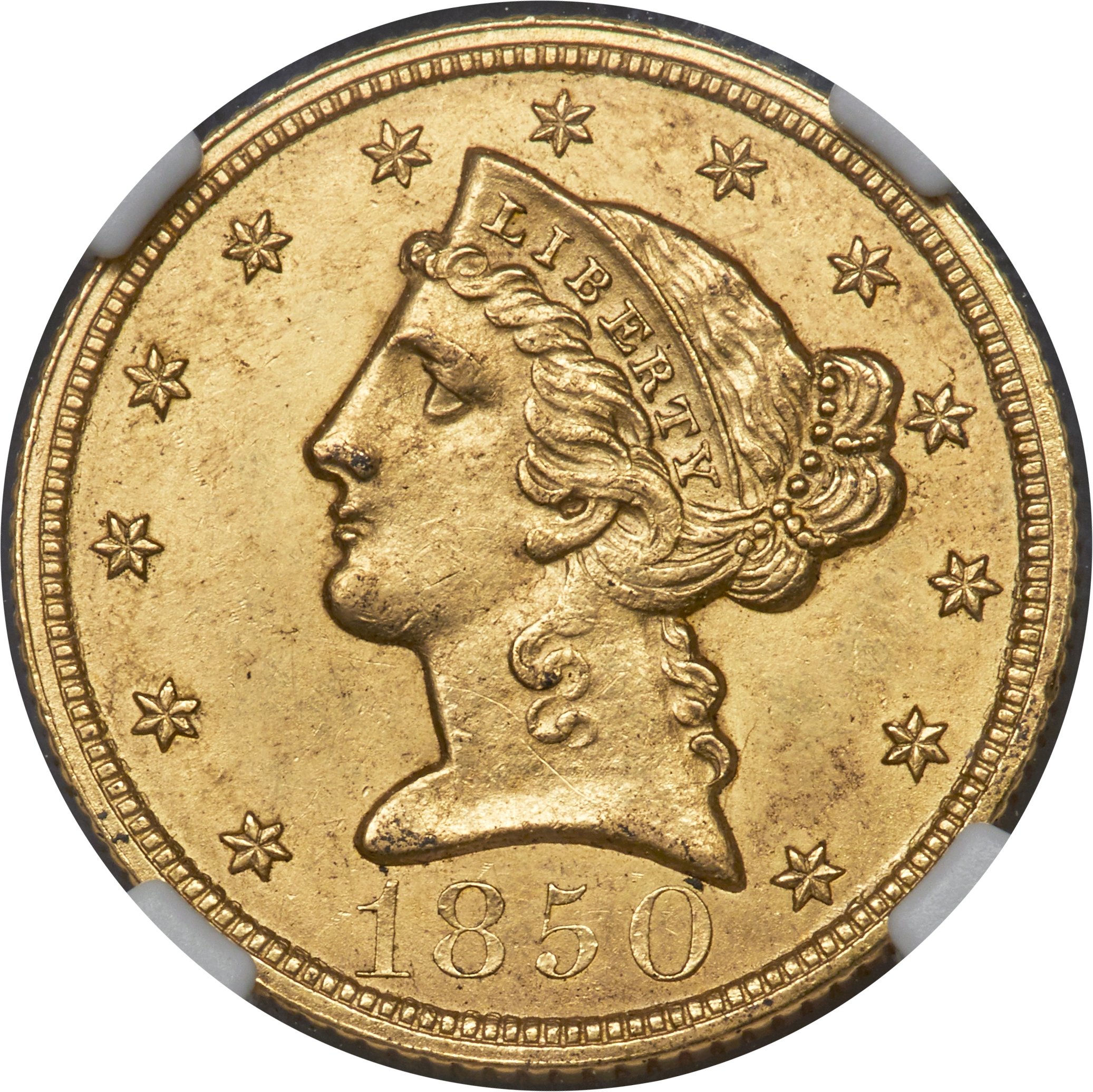 image for: 1850 $5 MS61 NGC....