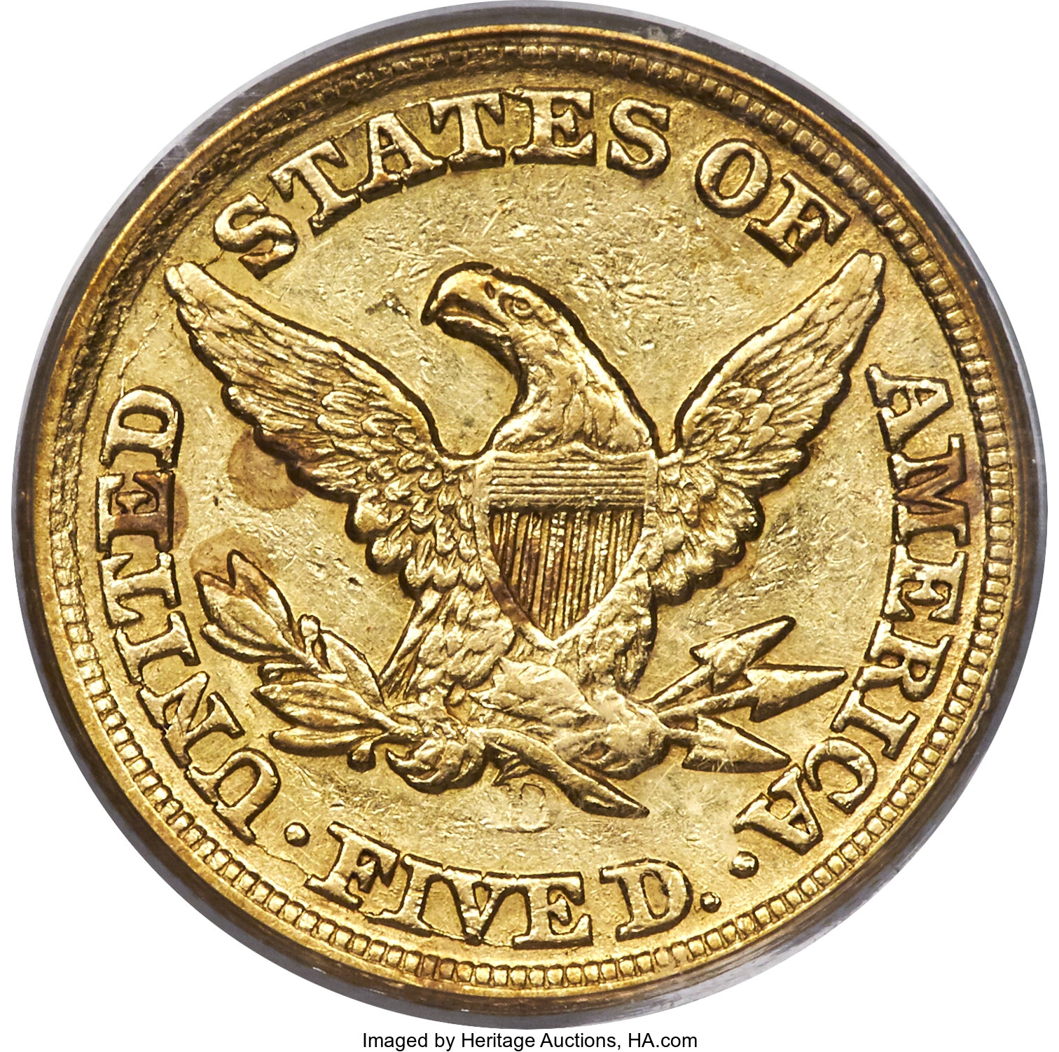 image for: 1850-D $5 AU50 PCGS. Variety 27-U....