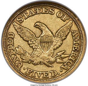 image for: 1854-C $5 AU50 NGC. Variety 2....