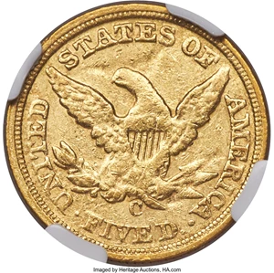 image for: 1859-C $5 AU55 NGC. Variety 1....